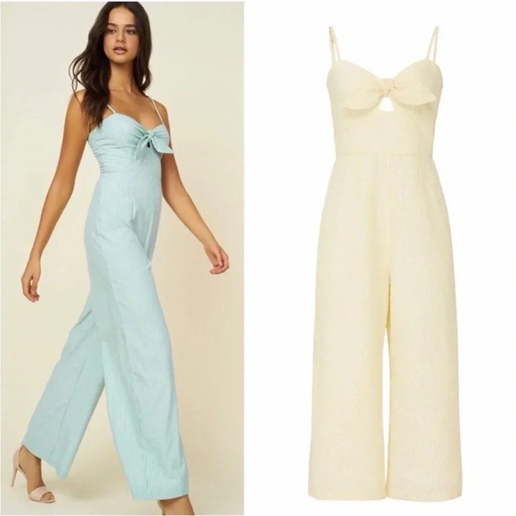 Hutch Pants - Anthropologie Hutch Jumpsuit Yellow White Stripe Savannah Cropped Wide L…